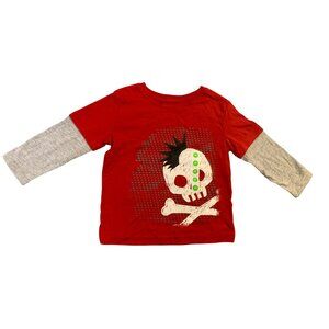 New Peanut and Ollie Boys Toddler Size 2T Red Tshirt Long Sleeve Layered Pullove